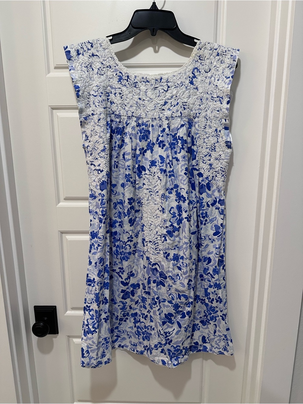 Mi Golondrina Blue and White Floral Girls' Dress